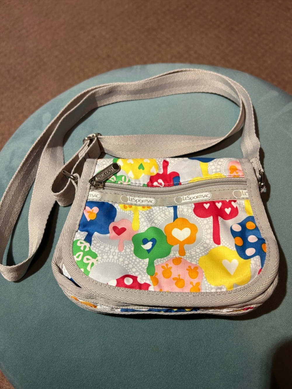 Lesportsac Multicolor Heart Tree Crossbody Bag - Grey Trim
